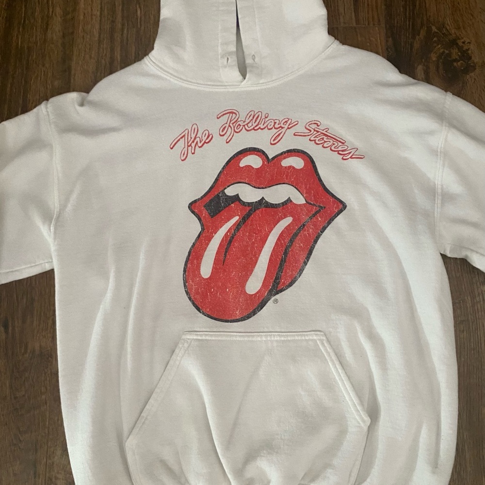 The Rolling Stones White  Hoodie/Hooded Sweatshirt Sz. Medium